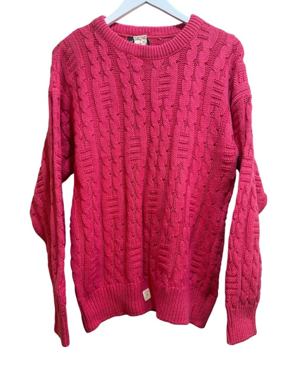 Chunky Cable Knit Lagenlook Crewneck Textured Depth Sweater VTG DEADSTOCK! Med